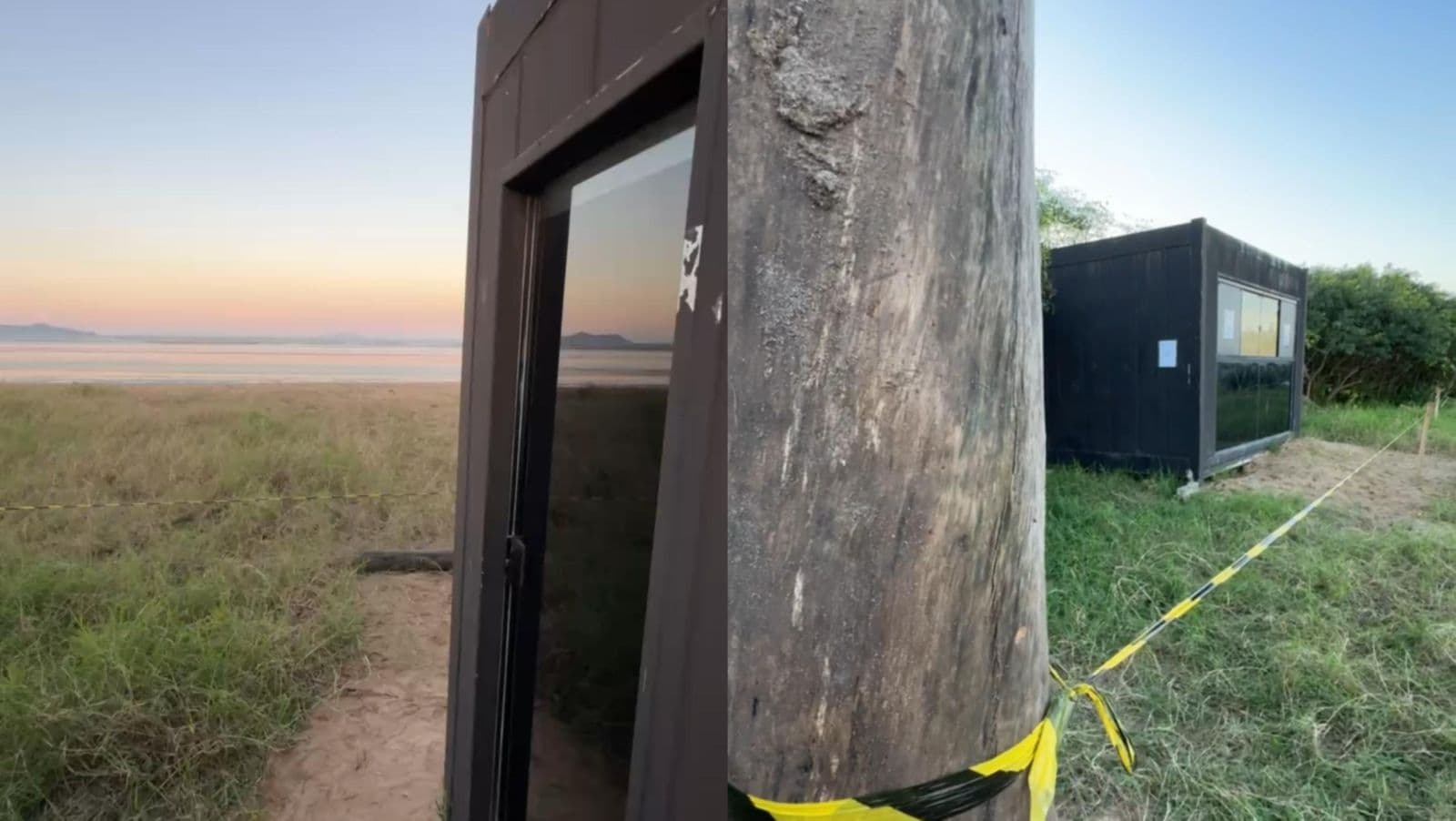 Homem decide morar na areia de praia em Tijucas, coloca container e instala até cerca