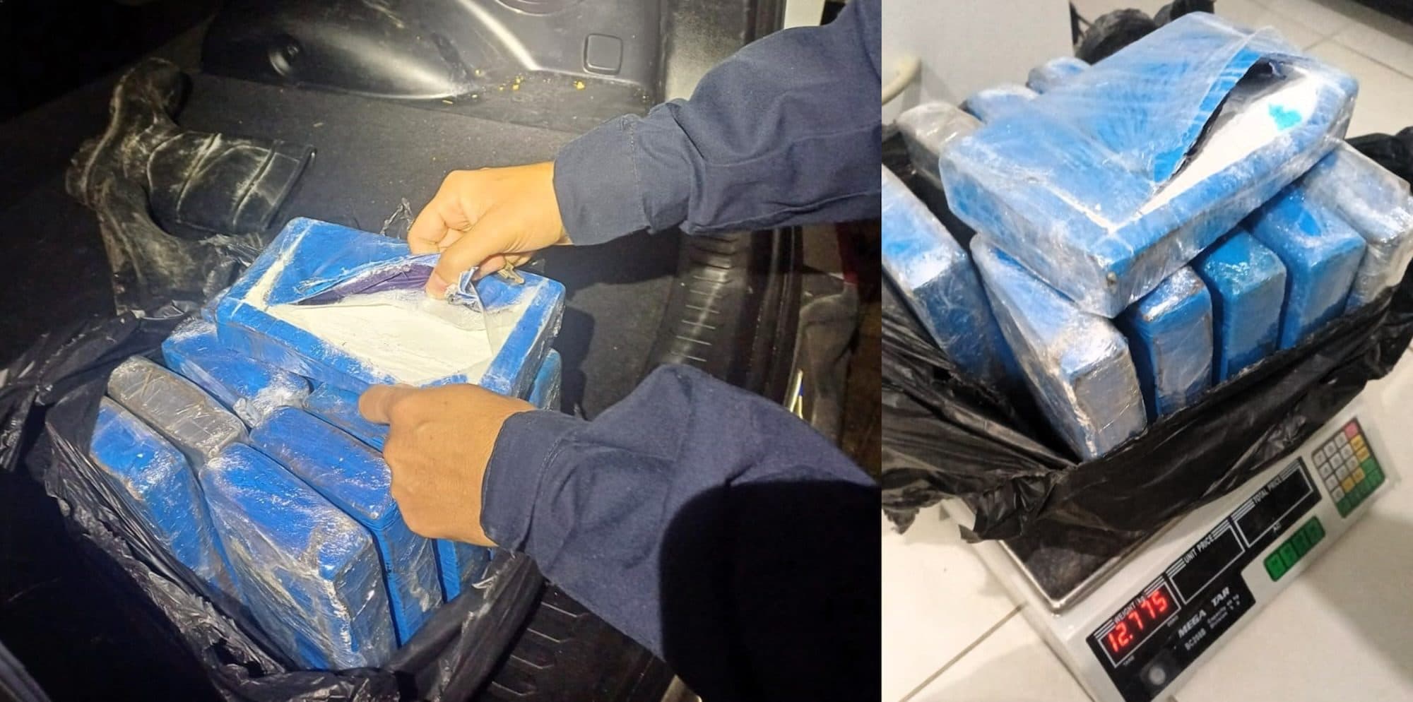 Carro com placas de São José é flagrado com 12 kg de cocaína na BR-101