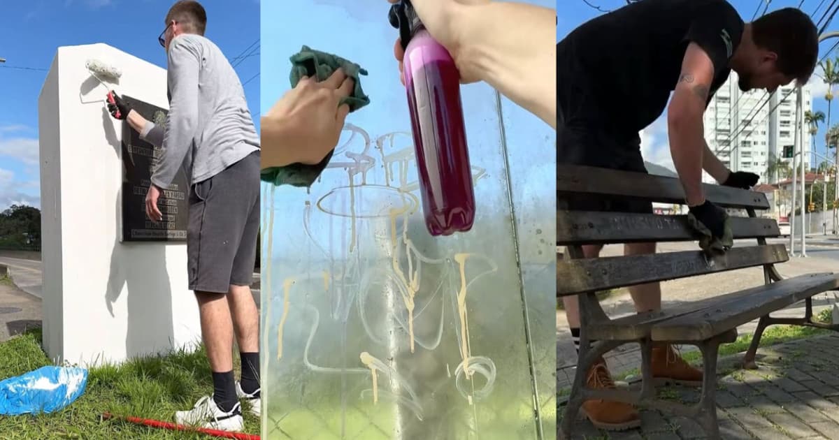 Jovem catarinense enfrenta vandalismo e inspira cidade com ações de limpeza