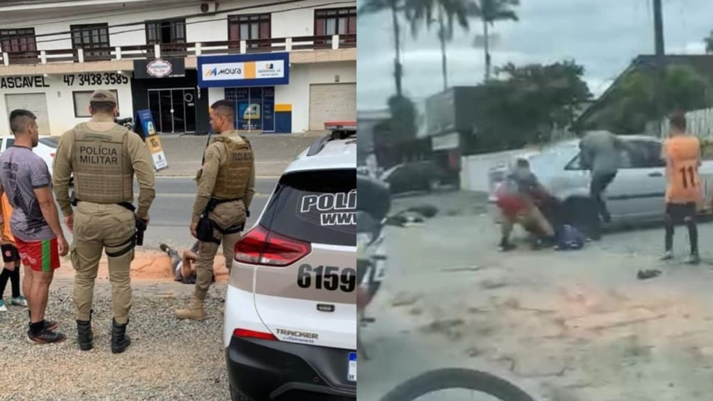 VÍDEO: Ladrão de bike é surpreendido e tenta fugir, mas leva uma surra