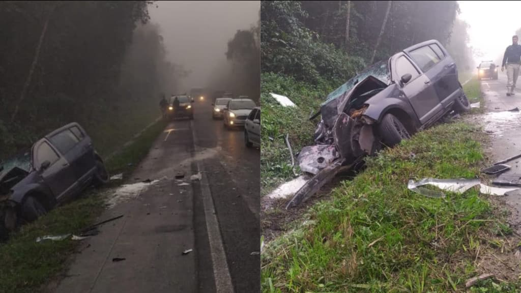 Acidente envolvendo carreta e motorista sem CNH deixa três feridos graves