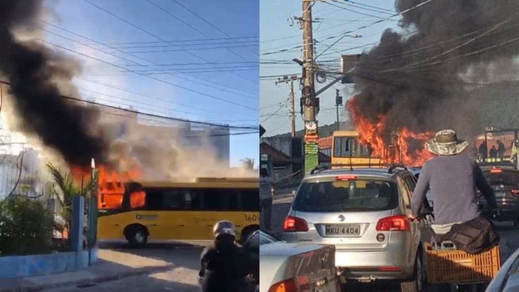 URGENTE: Ônibus é incendiado após troca de tiros entre bandidos e policiais em Florianópolis