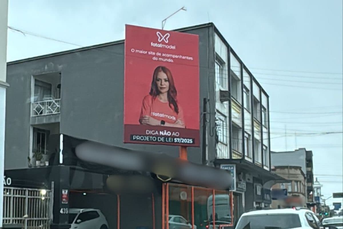 Site de acompanhantes espalha placas em Joinville contra projeto que proíbe prostituição em via pública