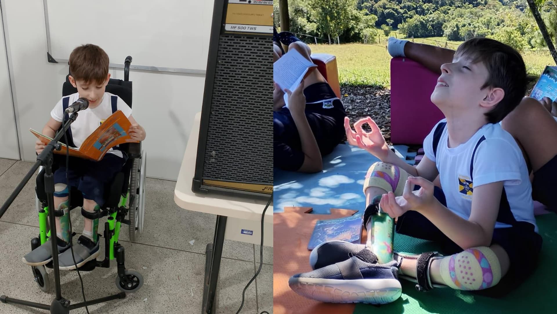 “Quero brincar também”: aluno cadeirante realiza sonho de pular corda em escola de SC