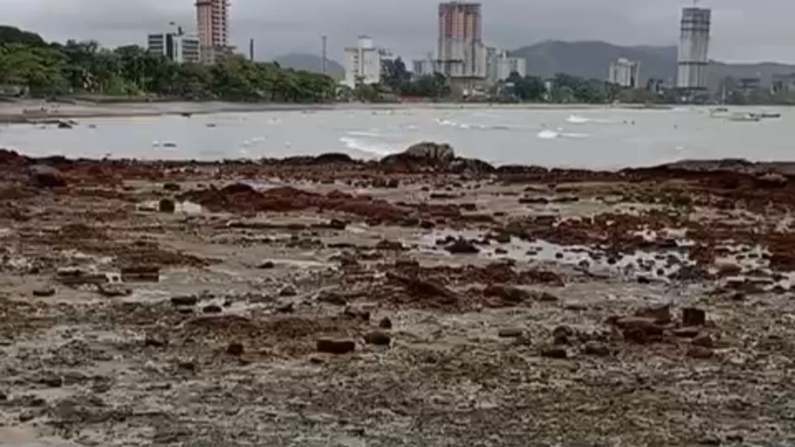 Maré baixa surpreende moradores e turistas em praias de Santa Catarina