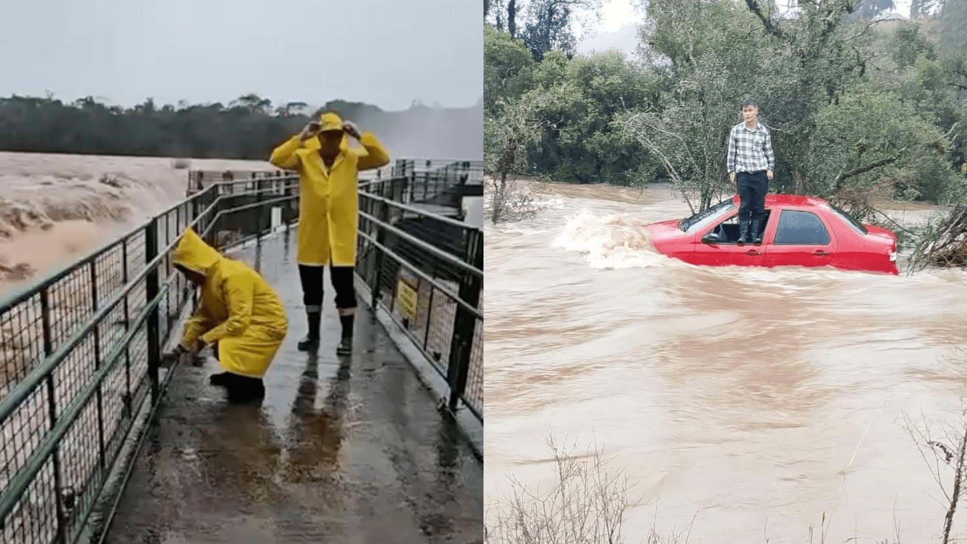 Chuva volumosa atinge SC: carro é arrastado por rio e catarata é interditada