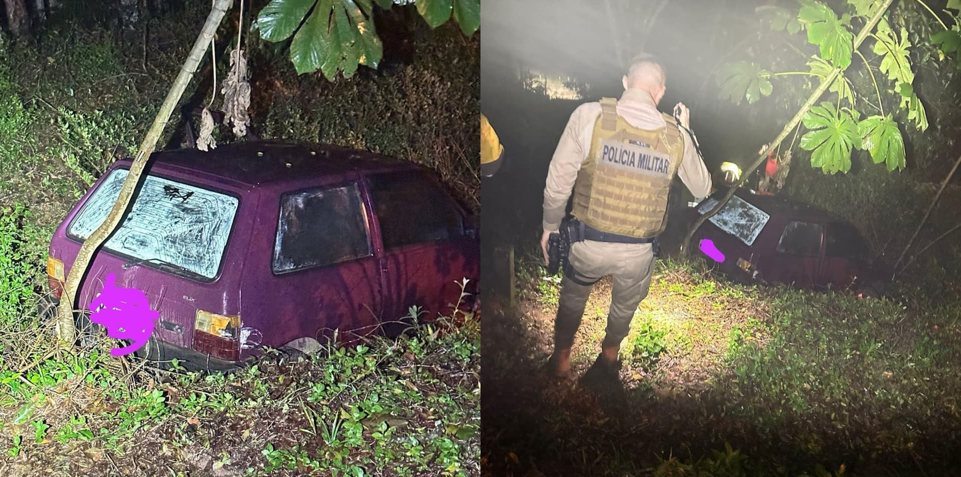 Carro despenca de barranco em Brusque e mulher é resgatada às pressas