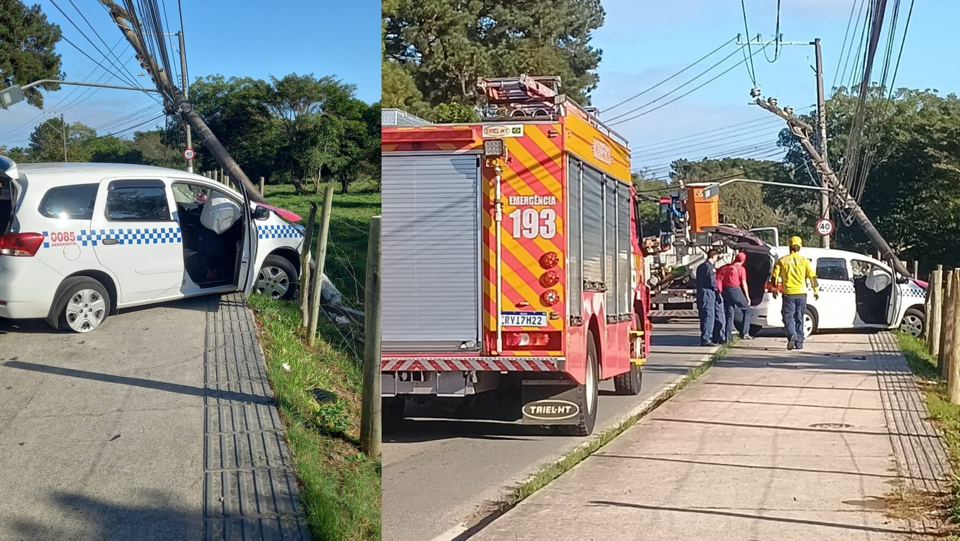 Impacto violento contra poste provoca fumaça e pânico em Florianópolis