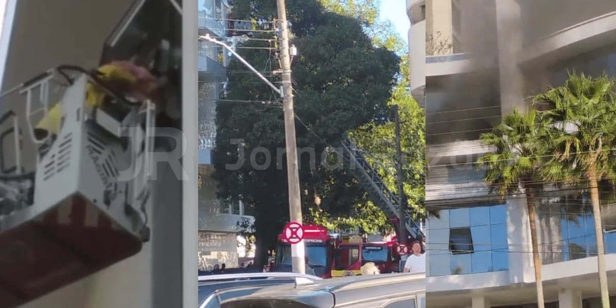 VÍDEO: Mãe e criança são resgatadas pela janela de apartamento em chamas em Balneário Camboriú