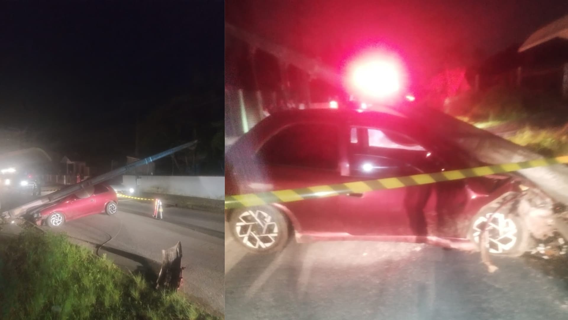 Motorista se salva por milagre após bater em poste em Guabiruba
