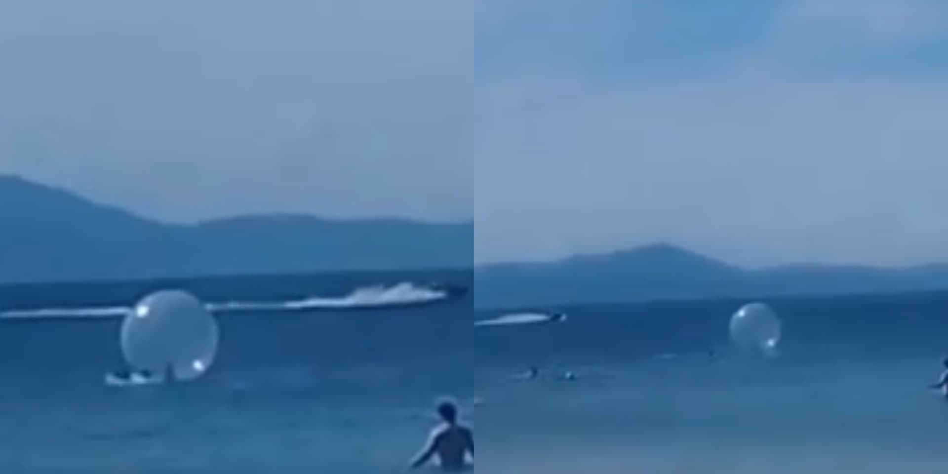 Bola inflável com criança dentro é levada pelo mar e assusta banhistas em Florianópolis