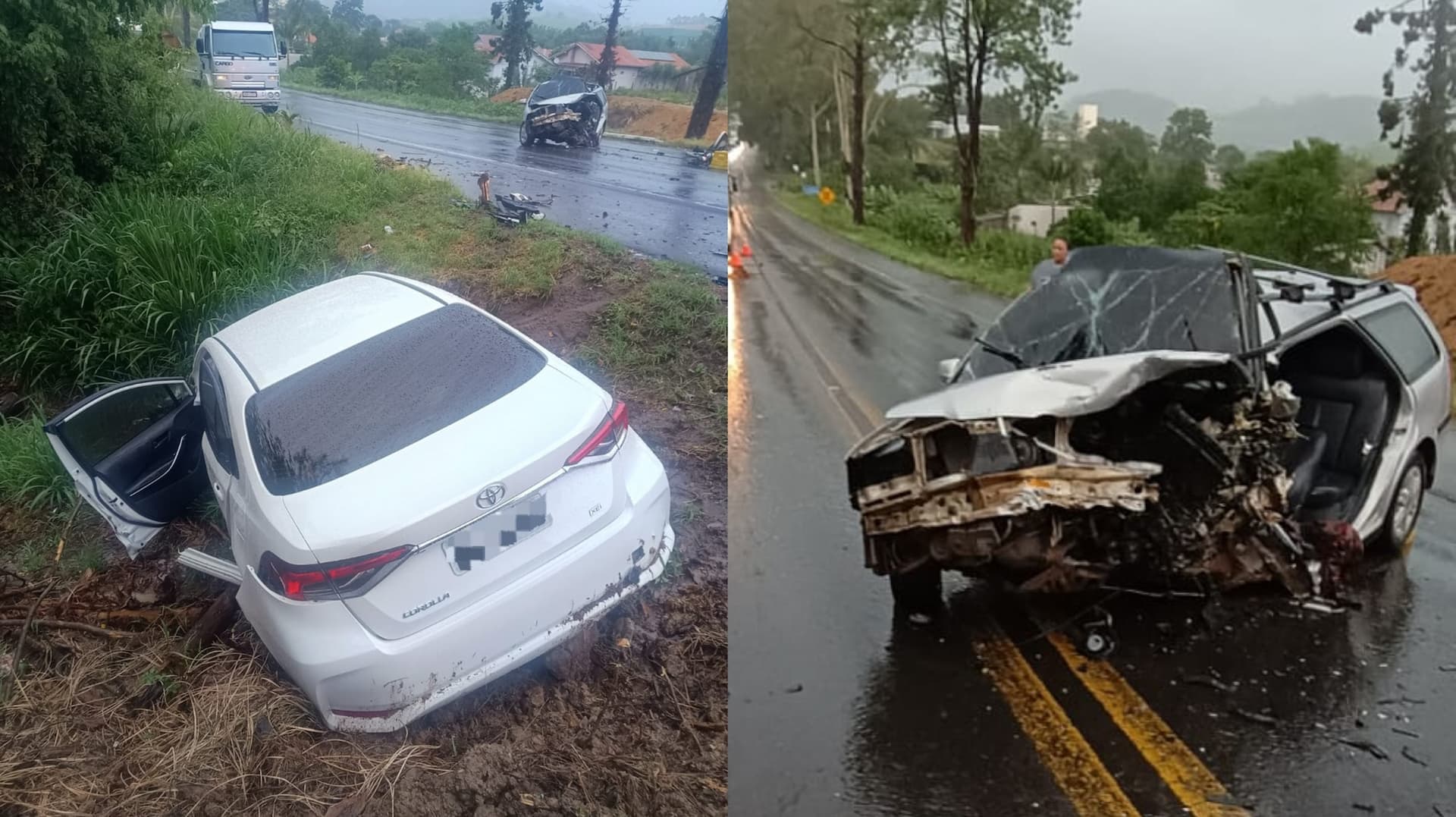 Motorista fica preso às ferragens após colisão violenta na BR-470
