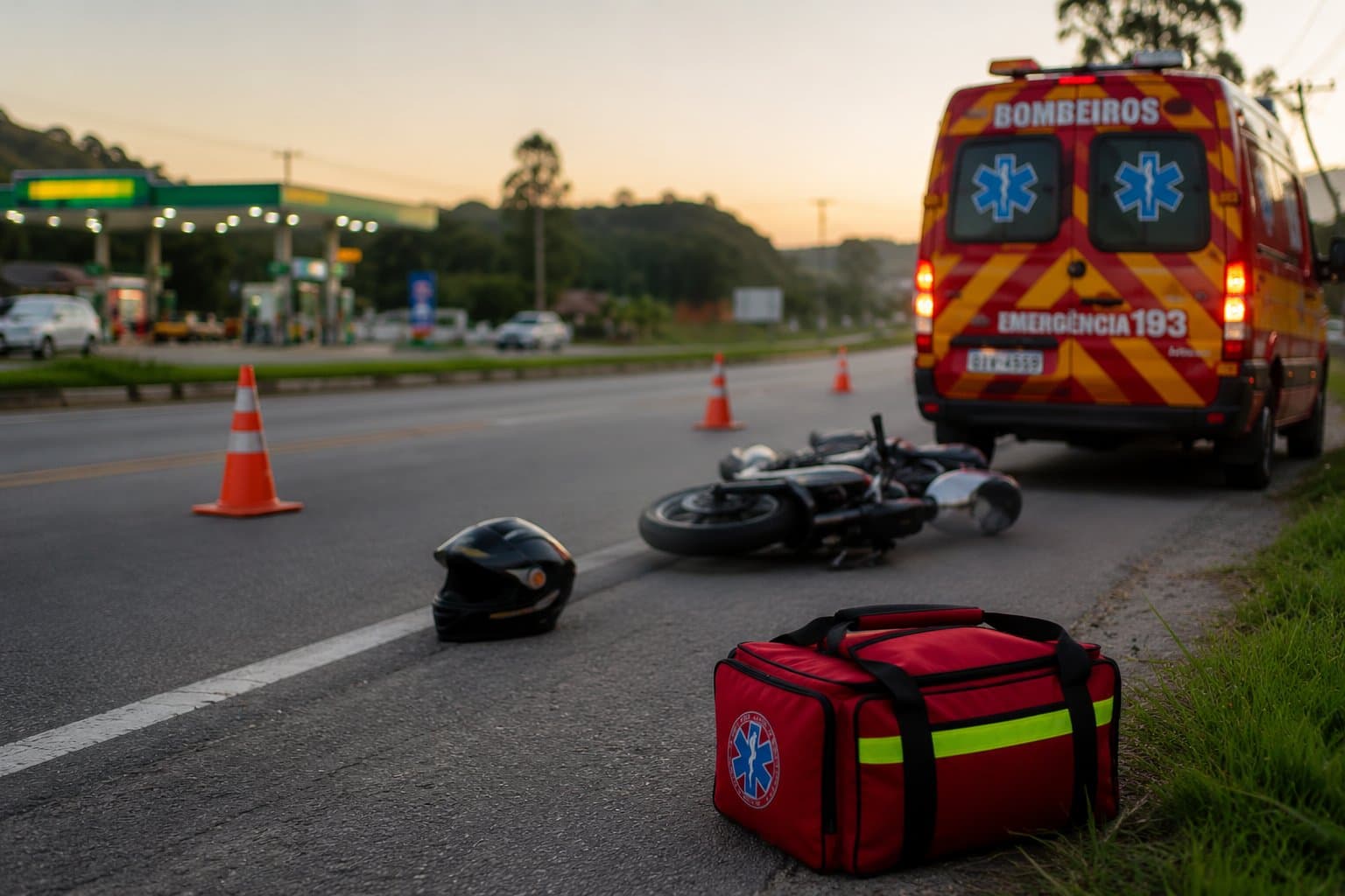 Motociclista fica ferido após não visualizar lombada e sofrer queda na SC-410, em Canelinha
