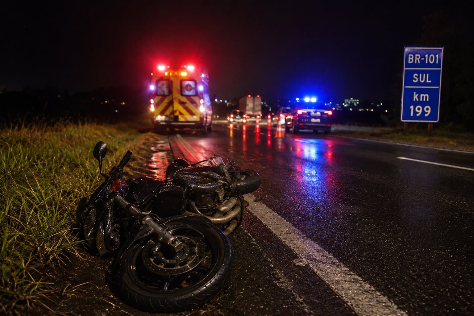 Acidente fatal na BR-101 deixa motociclista morto em Biguaçu