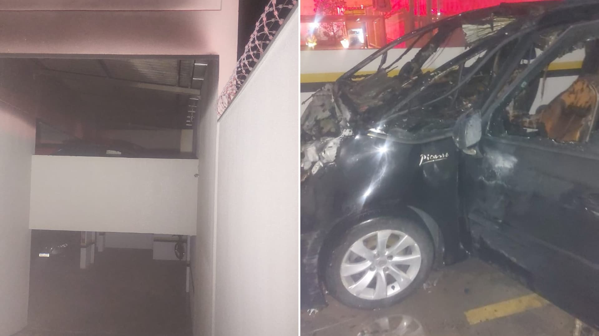 Incêndio em carro dentro de garagem de condomínio assusta moradores em Blumenau