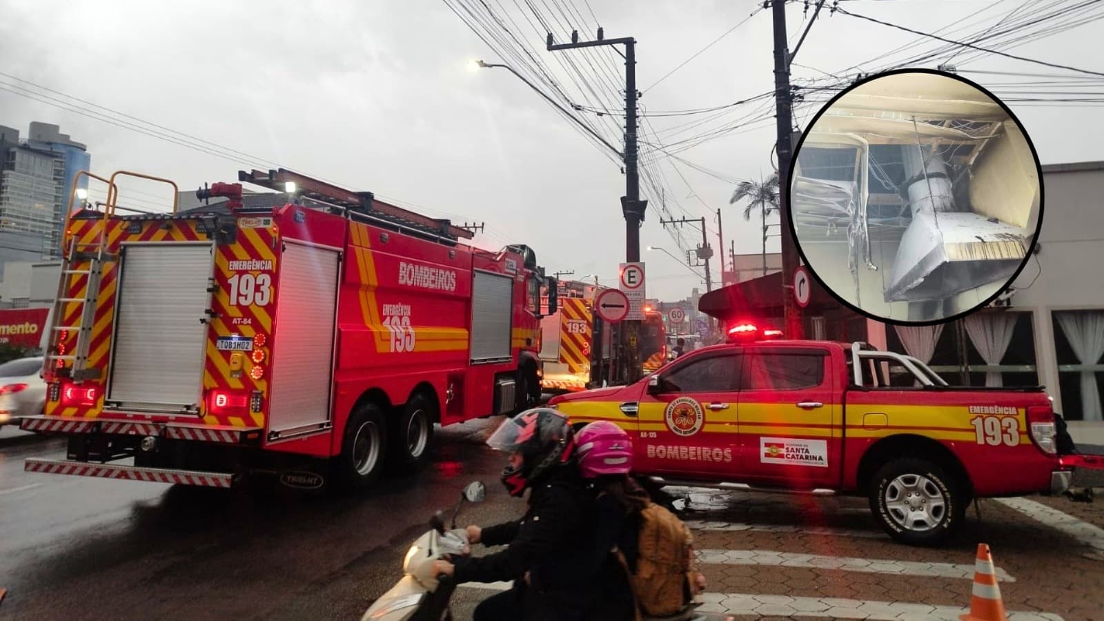 Populares em SC “invadem” janela e salvam restaurante de ser destruído por incêndio