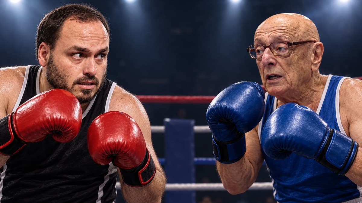 Montagem de Carlos Bolsonaro e Esperidião Amin em um ringue de boxe