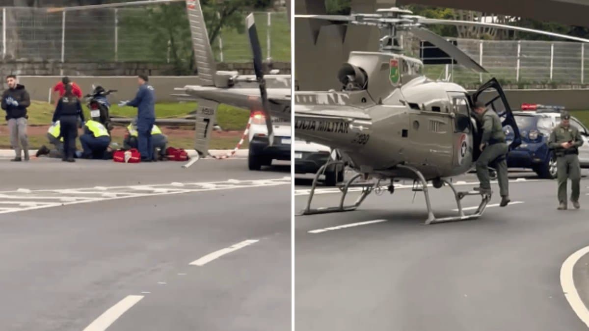 Motociclista perde a perna em acidente e resgate mobiliza até aeronave em Florianópolis