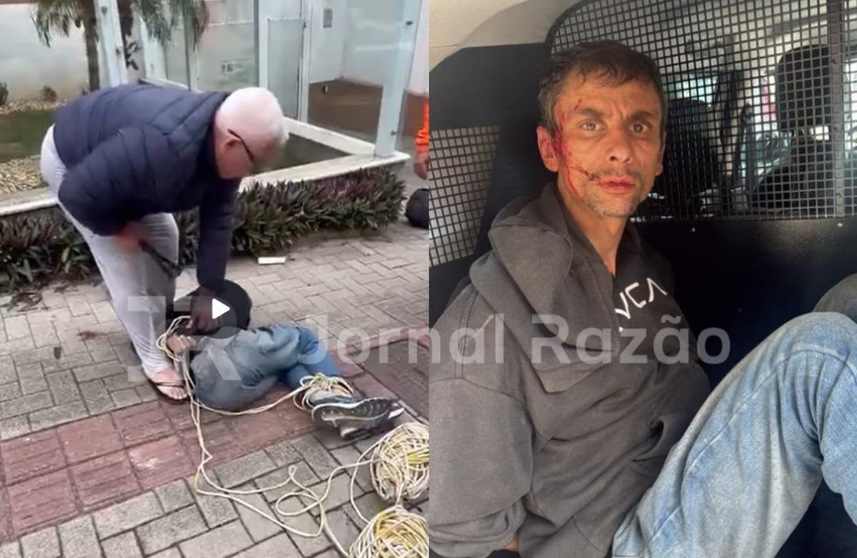 Morador de rua que atacou comerciante em Criciúma acaba amarrado em poste