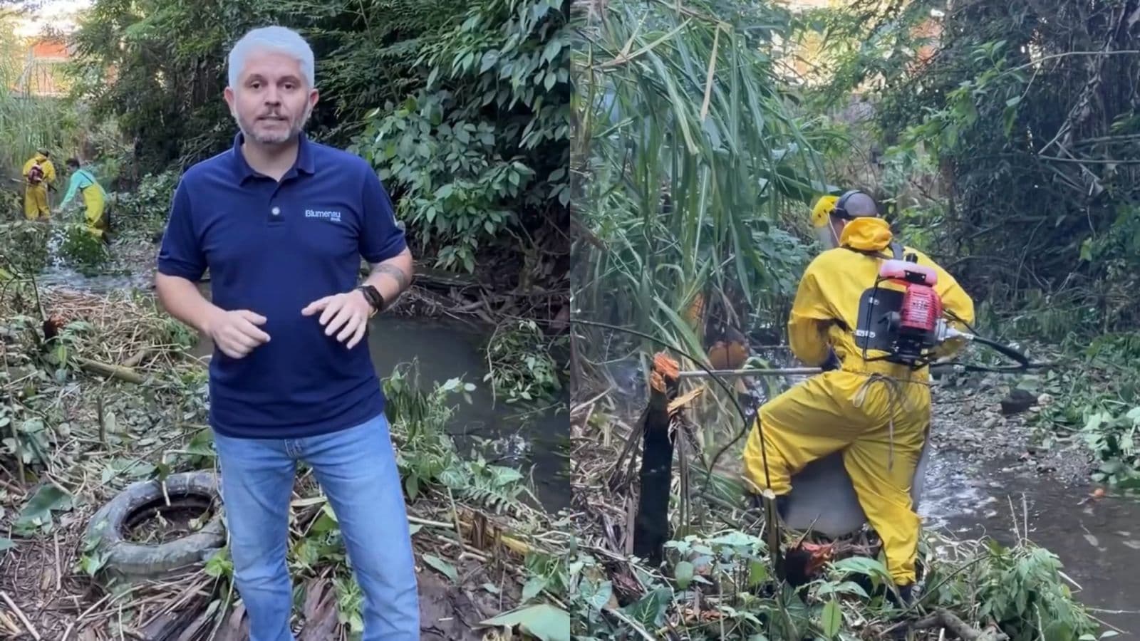 “Cadeia não é hotel”: prefeito coloca presos para limpar córregos e preparar Blumenau para o El Niño