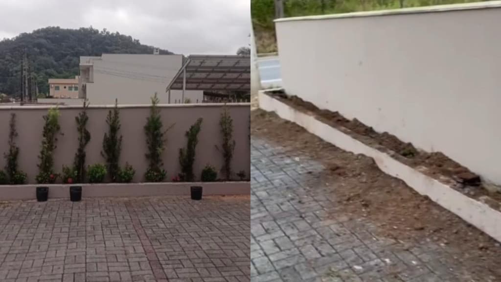 Jardim de igreja é furtado em Jaraguá do Sul: “não sobrou nem uma florzinha”