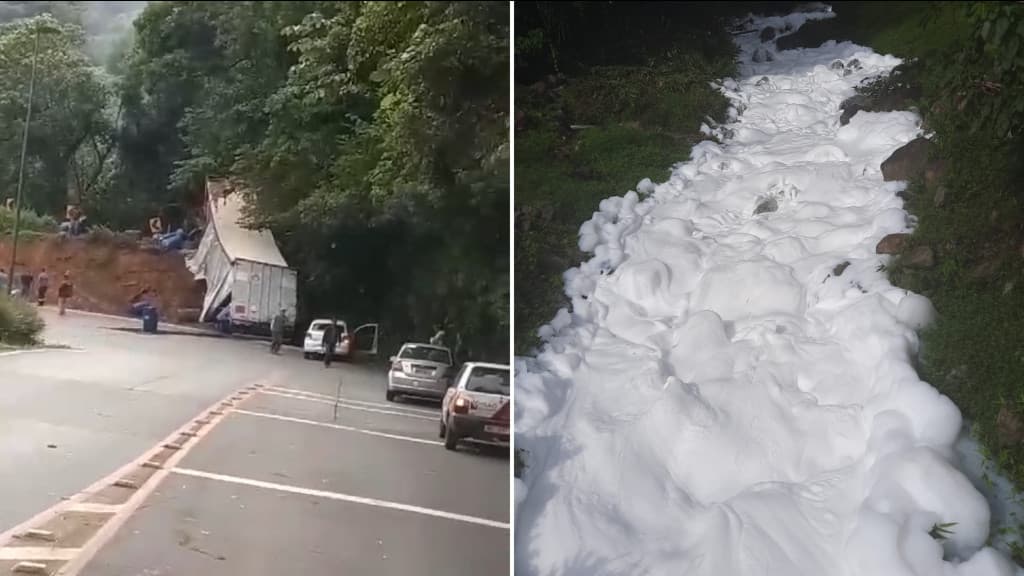 URGENTE: Ácido tóxico contamina rio de SC após caminhão tombar