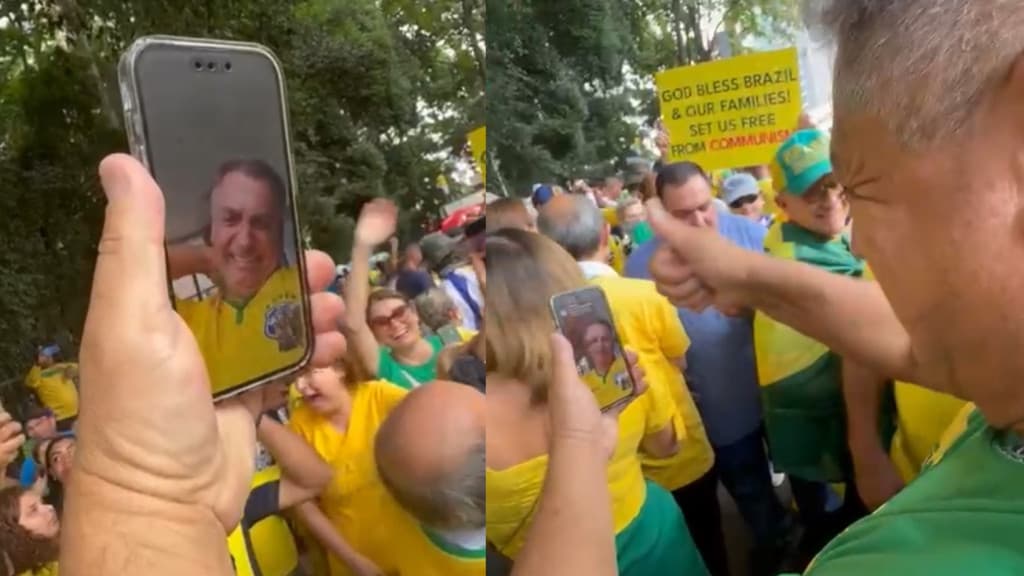 Prefeito Catarinense liga para Bolsonaro em meio a multidão na Avenida Paulista