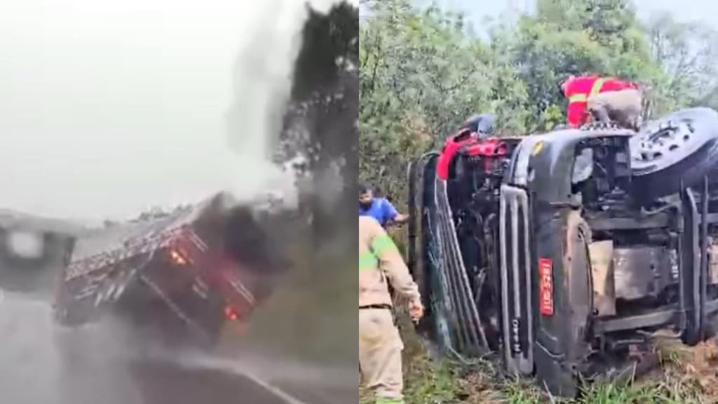 VÍDEO: Taxista de Balneário Camboriú filma momento exato de grave acidente com caminhão