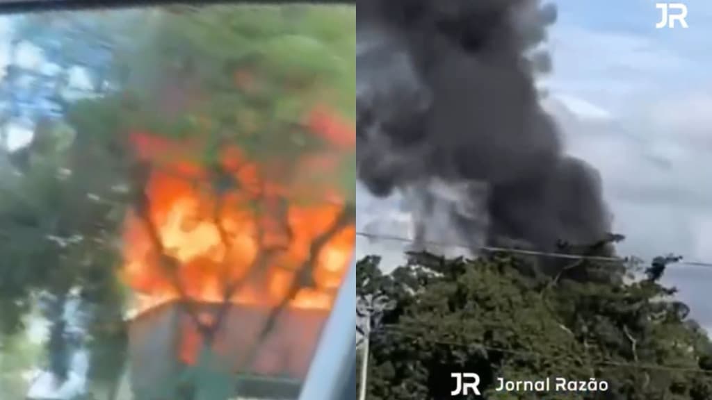 URGENTE: Incêndio consome parquinho no pátio do Casarão Gallotti em Tijucas