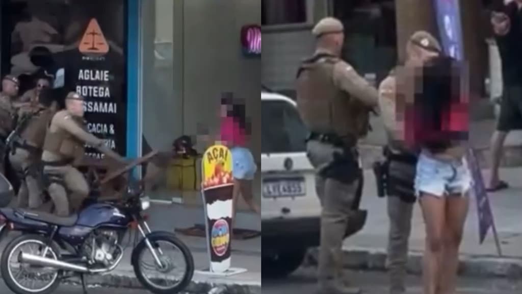 Mulher joga cadeira em policias durante abordagem e acaba presa