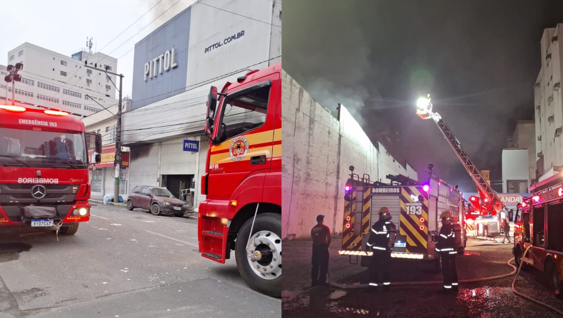 Chamas devastam comércio e danificam estruturas vizinhas em Brusque