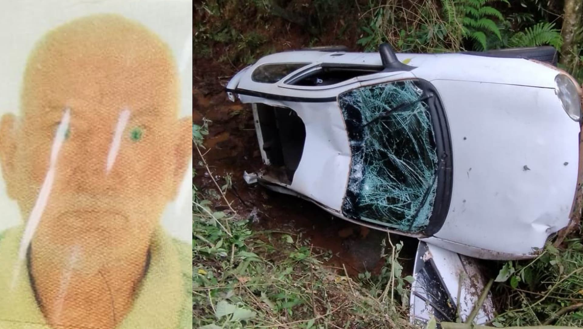 Idoso é resgatado em estado grave após mais de um dia preso em carro acidentado