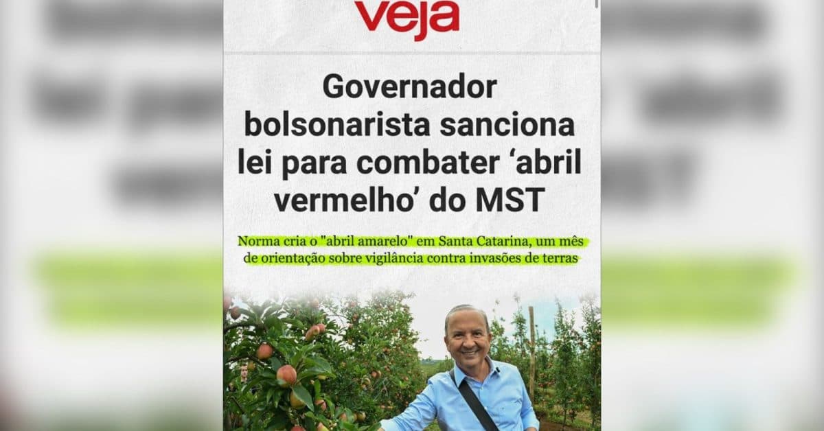 “Santa Catarina não tolera invasões”: Governador Jorginho reafirma posição firme contra o MST após citação da revista Veja
