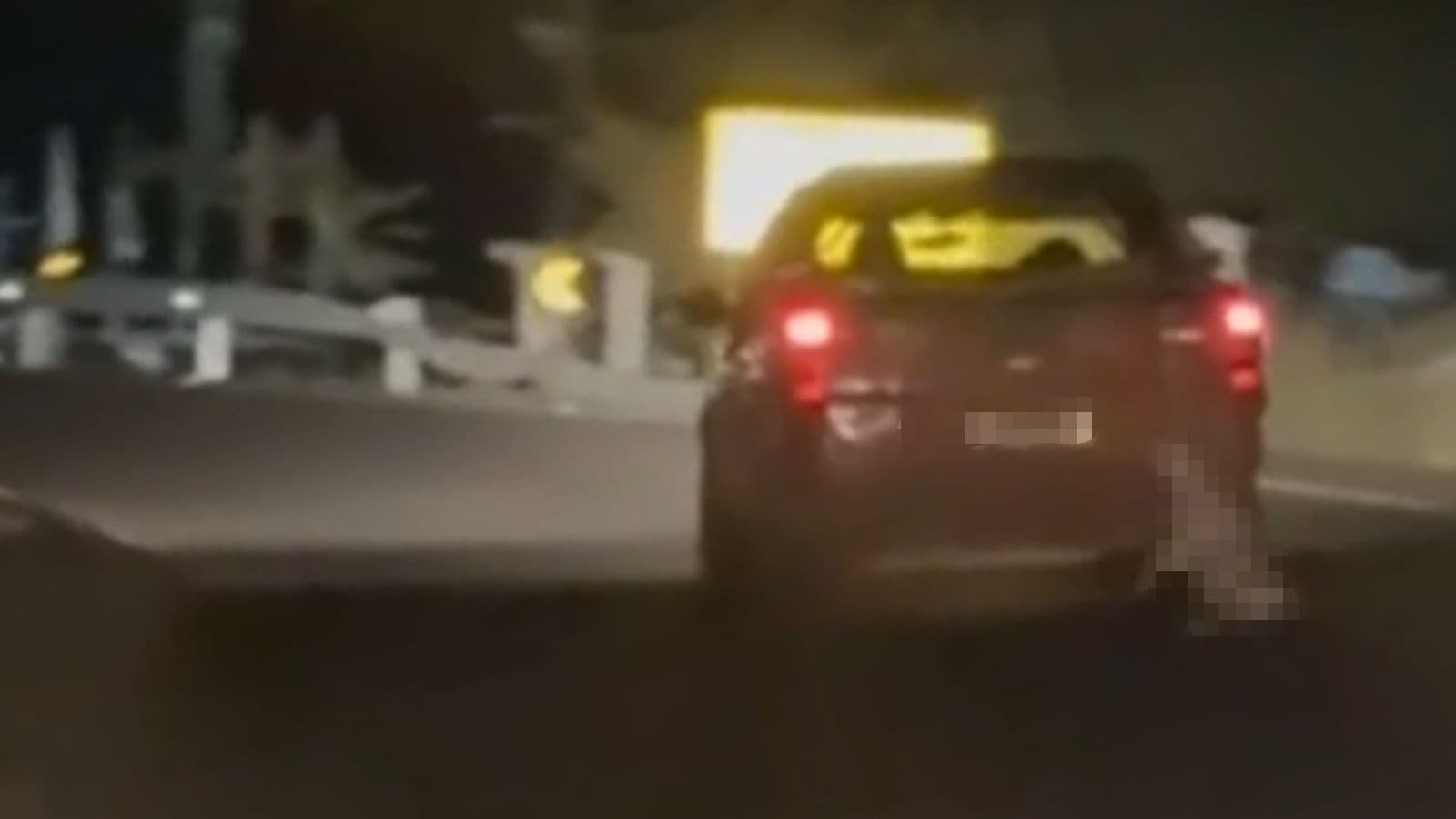 Carro é flagrado em vídeo arrastando porco com corda no pescoço em rodovia de SC