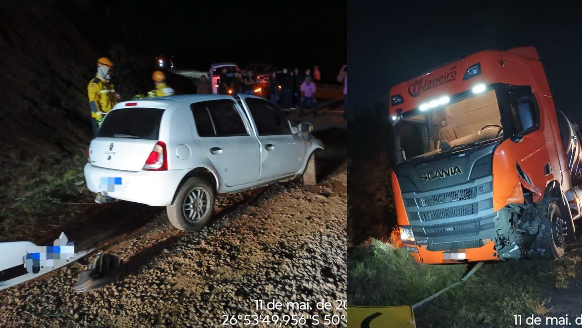 Ex-empresário morre preso às ferragens após colisão entre carro e carreta na SC-350