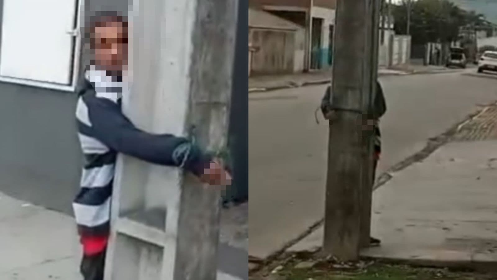 Após ser amarrado em poste e levar surra, ladrão promete que não vai mais roubar em SC