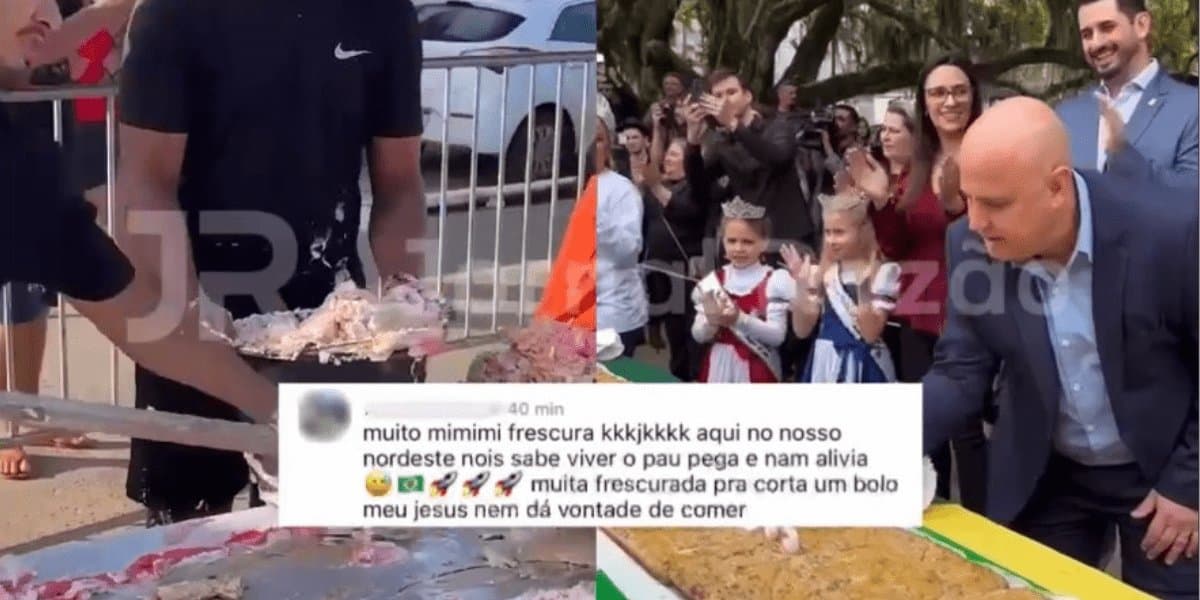 “No Nordeste não tem frescura” diz internauta ao criticar corte de bolo no aniversário de cidade em SC