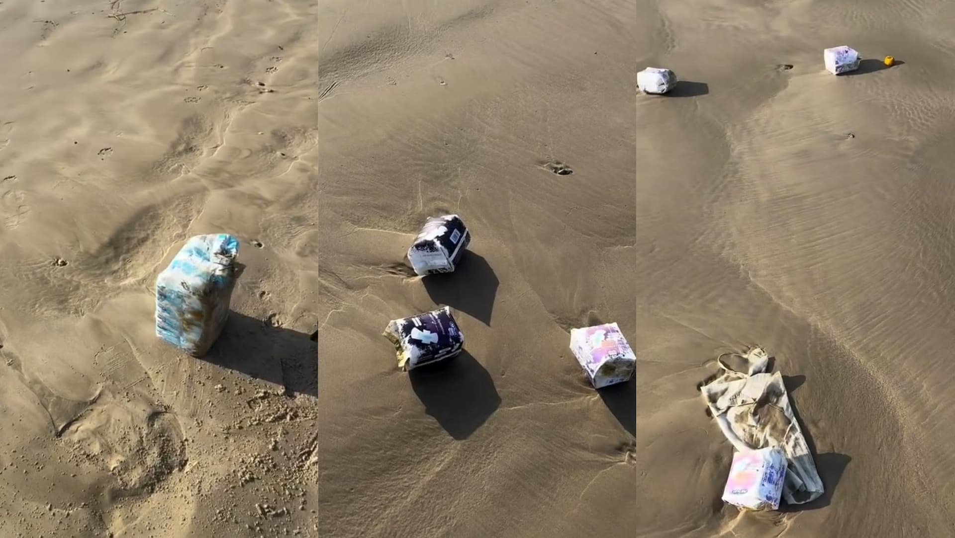 Praia de SC amanhece forrada de absorventes e surpreende moradores e turistas