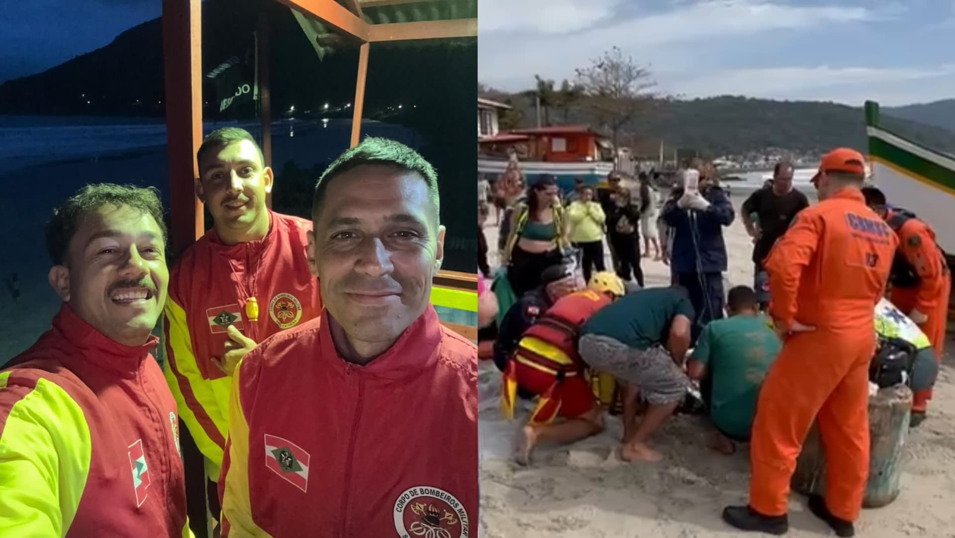 Guarda-vidas desafiam mar agitado e salvam pescador com rosto esmagado por embarcação em Florianópolis