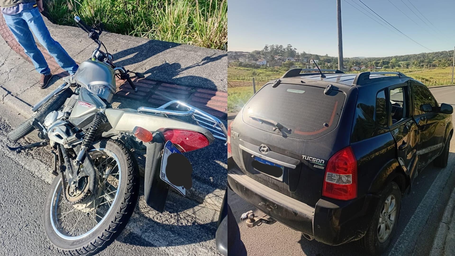 Jovem sofre fratura exposta em colisão entre moto e carro em SC