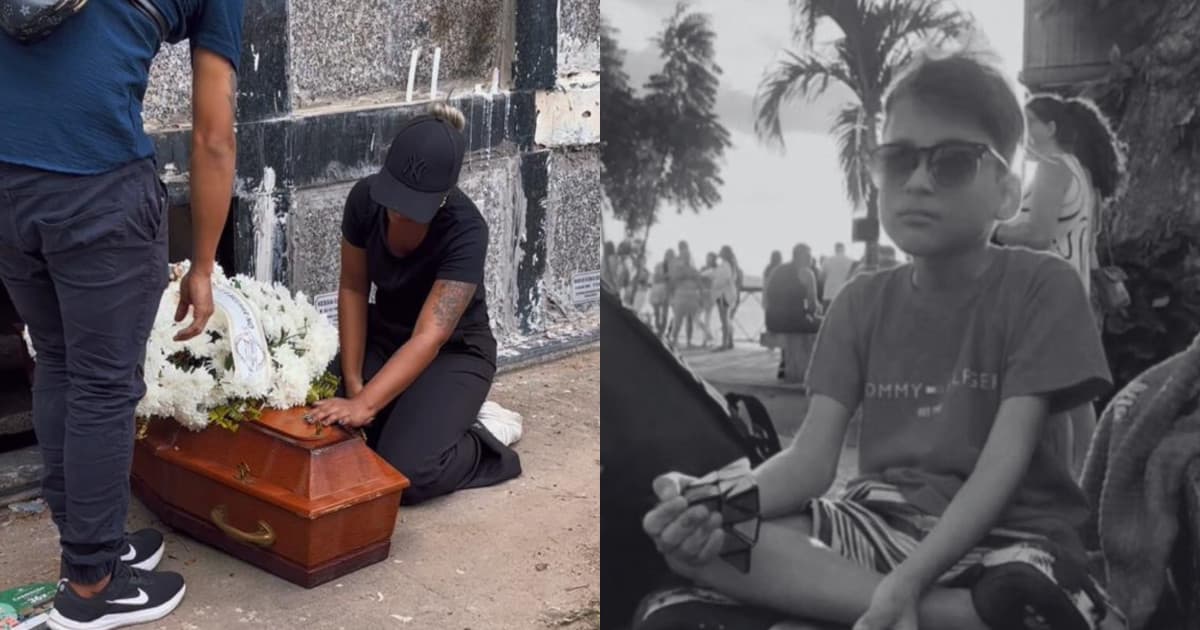 Mãe de menino autista morto pelo pai desaba no enterro: “meu anjo era bom demais pra este mundo”