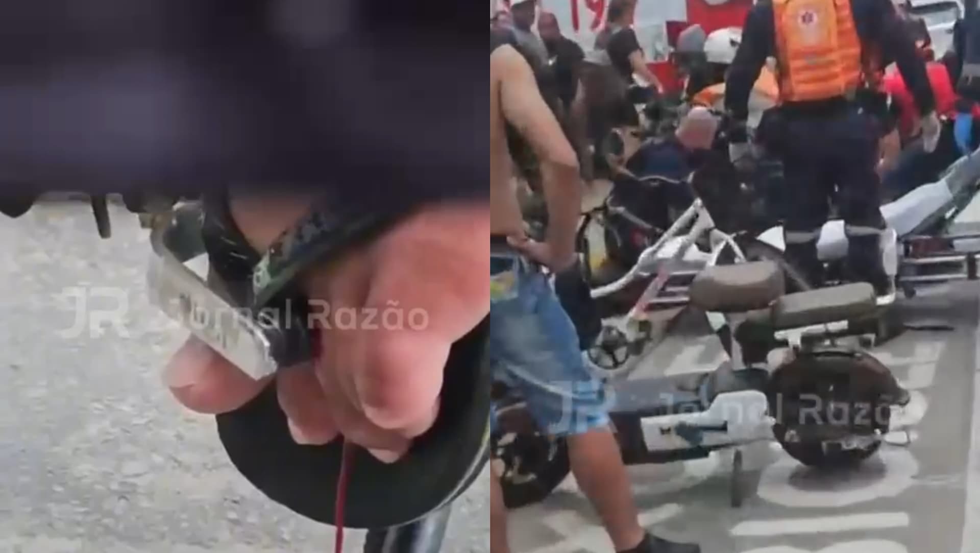 Trocador de marcha atravessa pé de motociclista após acidente em Itapema