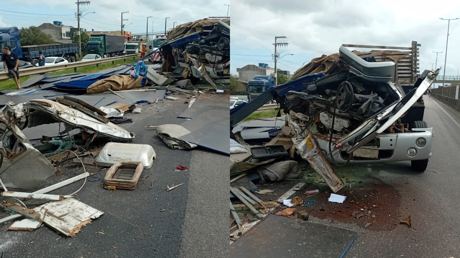 Caos na BR-101: engavetamento com carreta deixa vítima grave em Barra Velha