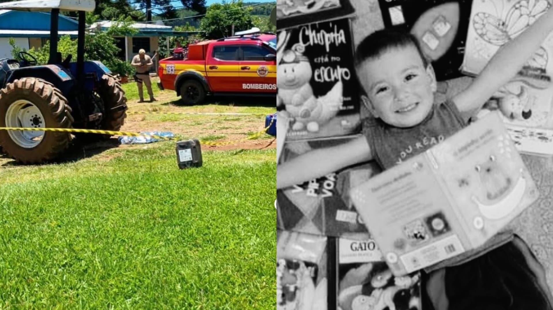 Criança de 4 anos morre após cair de trator em sítio de SC