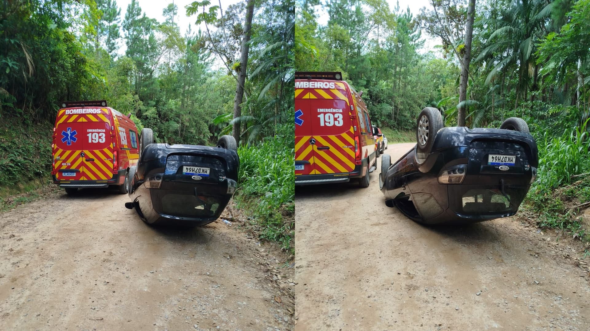 Motorista é encontrada desacordada após capotamento violento no Vale do Itajaí