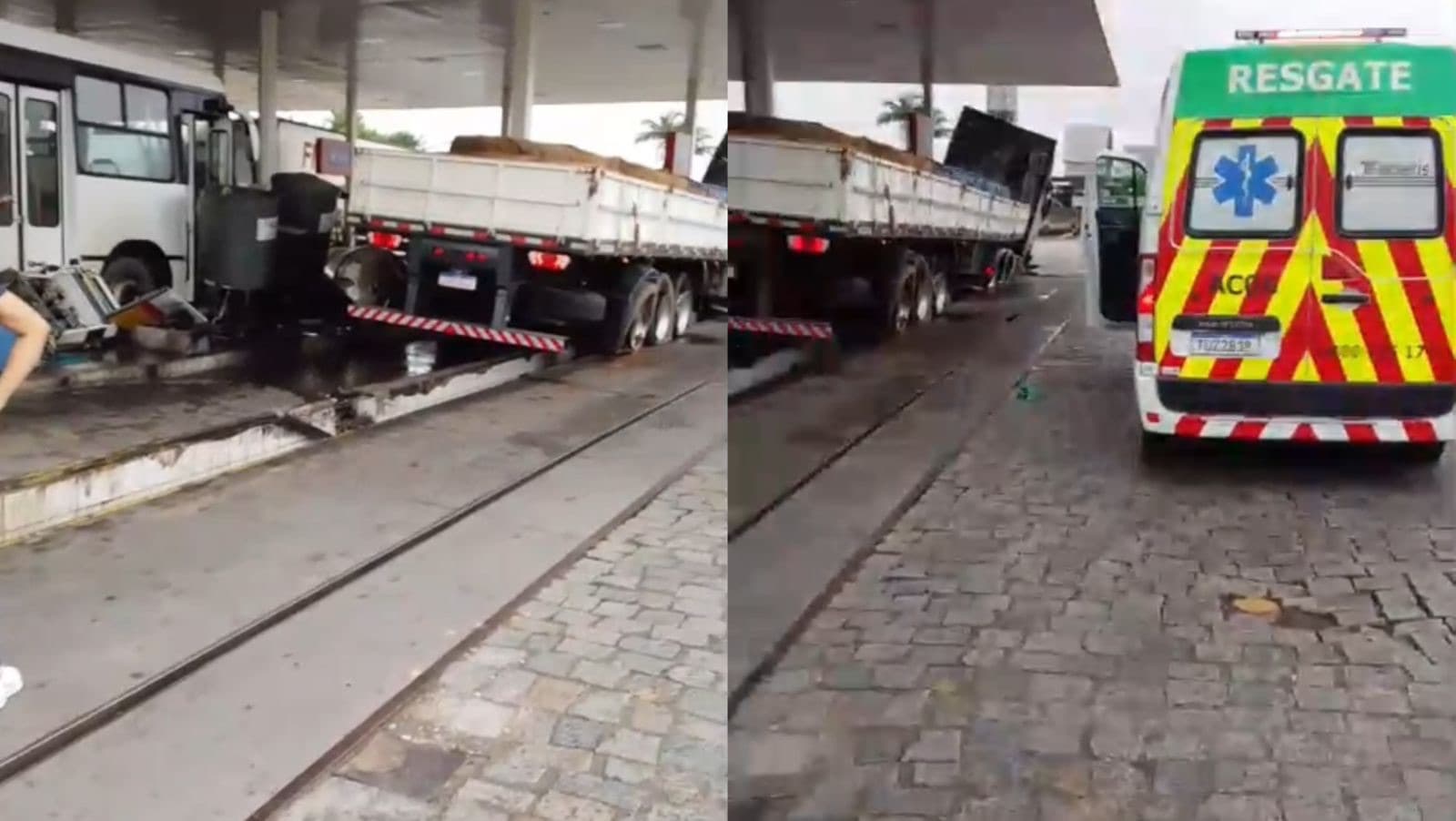 URGENTE: Caminhão desgovernado invade posto de combustível às margens da BR-101 em Itajaí
