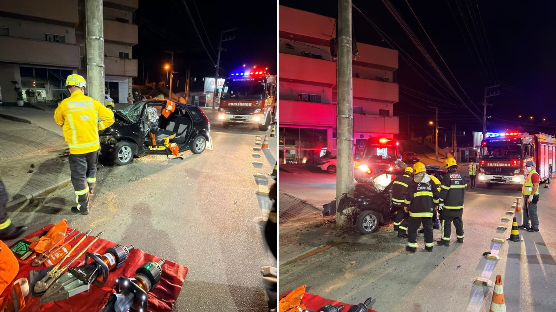 Motorista morre após perder o controle e bater carro contra poste em SC