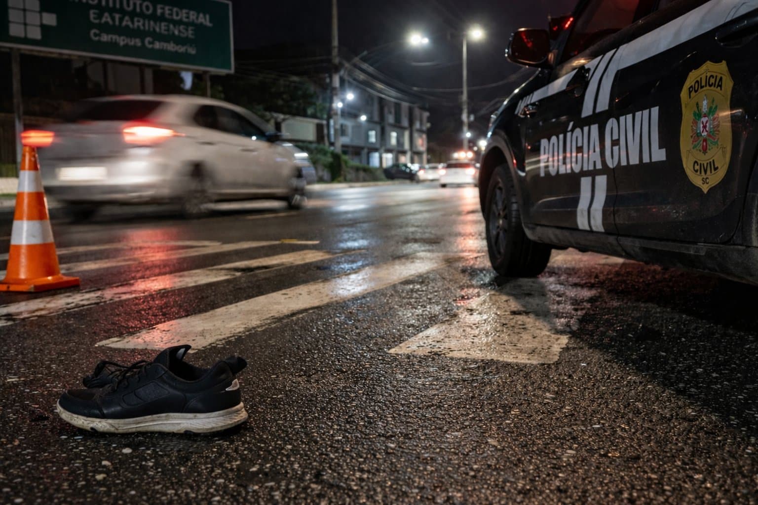 Mulher morre após ser atropelada por dois carros e motoristas fogem em Camboriú