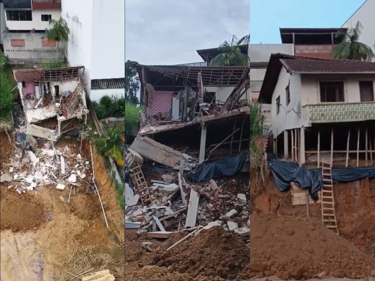 Construtora paga R$ 1 mil “de ajuda” após obra derrubar casa de família em Blumenau; VÍDEOS