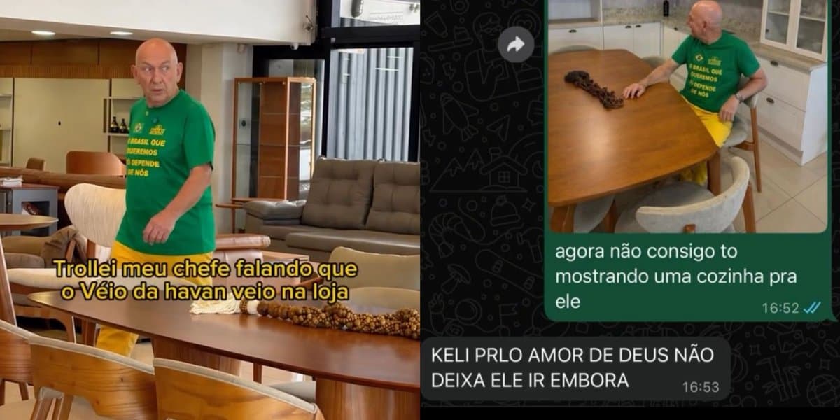 “Segura ele aí”: funcionária trolla o chefe dizendo que o Véio da Havan estava na loja em SC